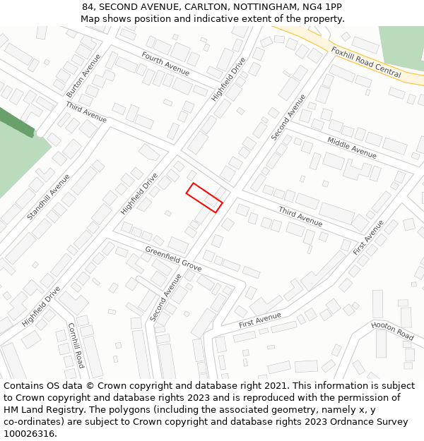 84, SECOND AVENUE, CARLTON, NOTTINGHAM, NG4 1PP: Location map and indicative extent of plot