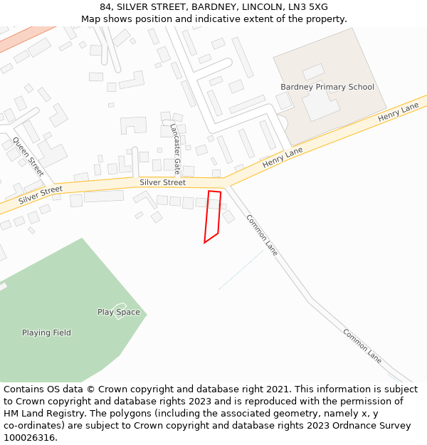 84, SILVER STREET, BARDNEY, LINCOLN, LN3 5XG: Location map and indicative extent of plot