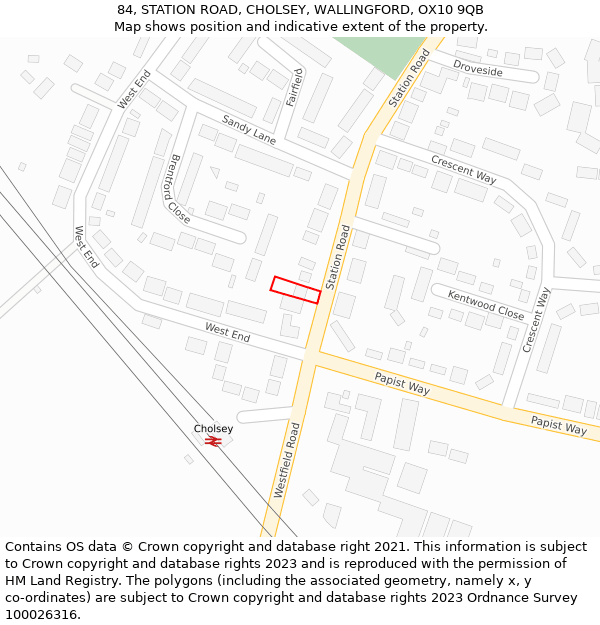 84, STATION ROAD, CHOLSEY, WALLINGFORD, OX10 9QB: Location map and indicative extent of plot