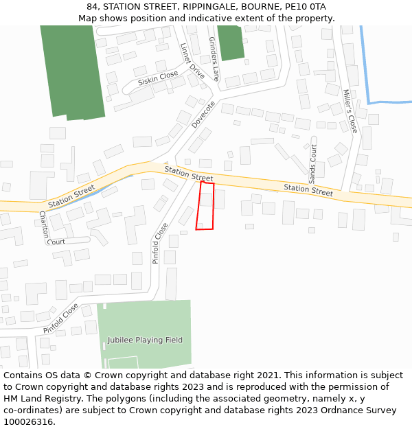 84, STATION STREET, RIPPINGALE, BOURNE, PE10 0TA: Location map and indicative extent of plot