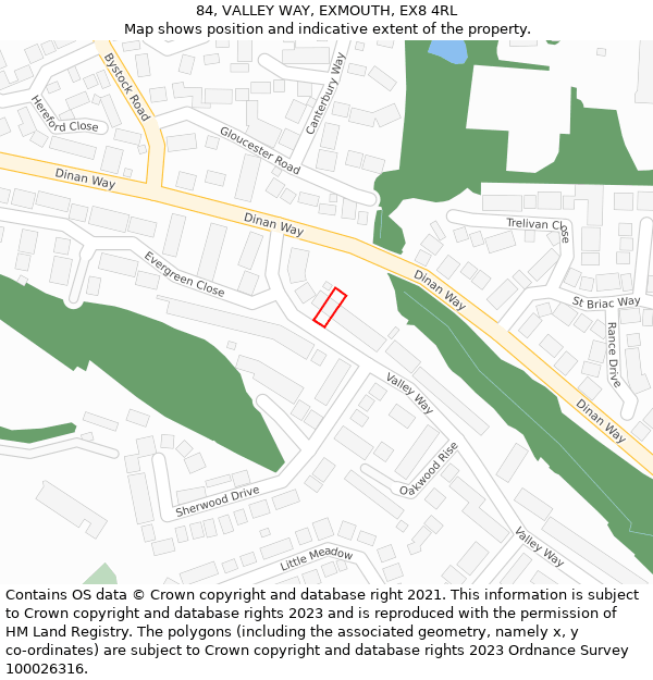 84, VALLEY WAY, EXMOUTH, EX8 4RL: Location map and indicative extent of plot