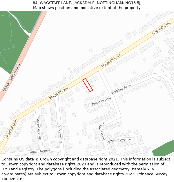84, WAGSTAFF LANE, JACKSDALE, NOTTINGHAM, NG16 5JJ: Location map and indicative extent of plot