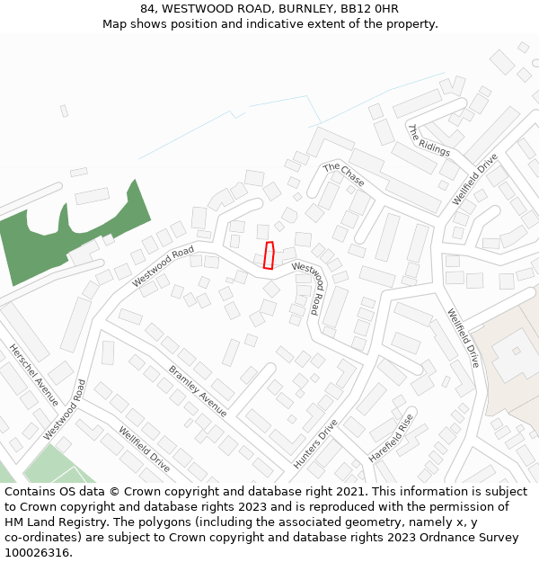 84, WESTWOOD ROAD, BURNLEY, BB12 0HR: Location map and indicative extent of plot