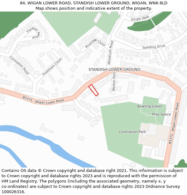 84, WIGAN LOWER ROAD, STANDISH LOWER GROUND, WIGAN, WN6 8LD: Location map and indicative extent of plot