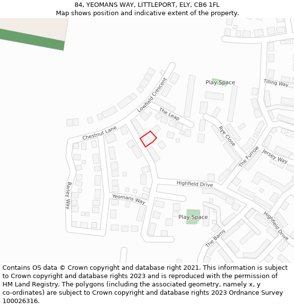 84, YEOMANS WAY, LITTLEPORT, ELY, CB6 1FL: Location map and indicative extent of plot