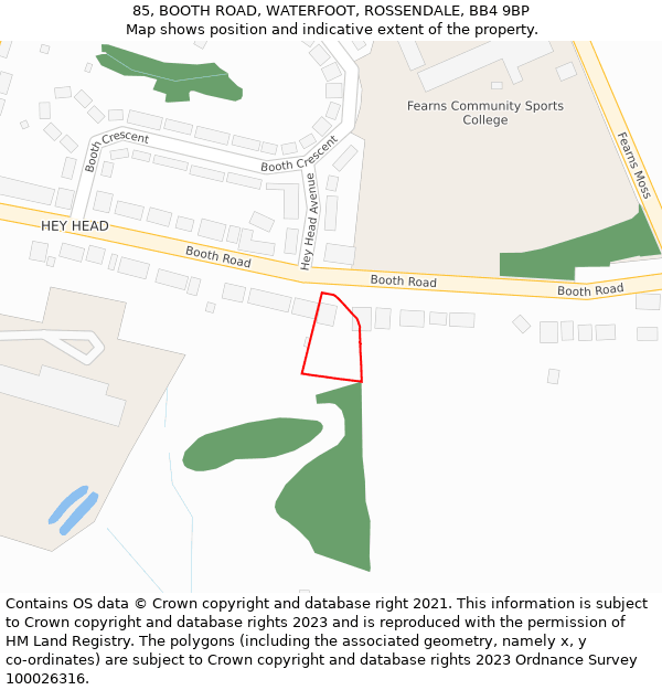 85, BOOTH ROAD, WATERFOOT, ROSSENDALE, BB4 9BP: Location map and indicative extent of plot