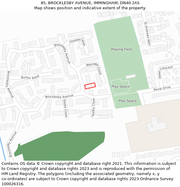85, BROCKLESBY AVENUE, IMMINGHAM, DN40 2AS: Location map and indicative extent of plot