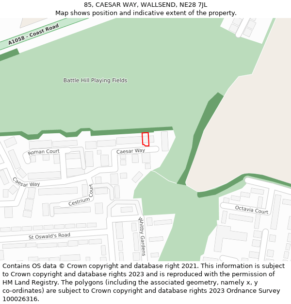 85, CAESAR WAY, WALLSEND, NE28 7JL: Location map and indicative extent of plot