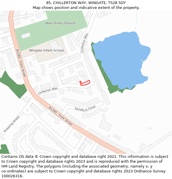 85, CHILLERTON WAY, WINGATE, TS28 5DY: Location map and indicative extent of plot
