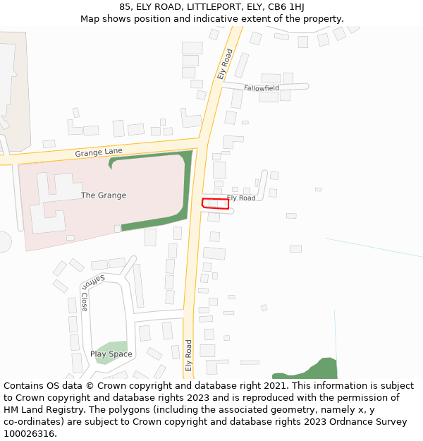 85, ELY ROAD, LITTLEPORT, ELY, CB6 1HJ: Location map and indicative extent of plot