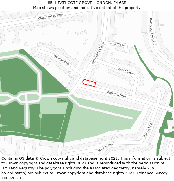 85, HEATHCOTE GROVE, LONDON, E4 6SB: Location map and indicative extent of plot