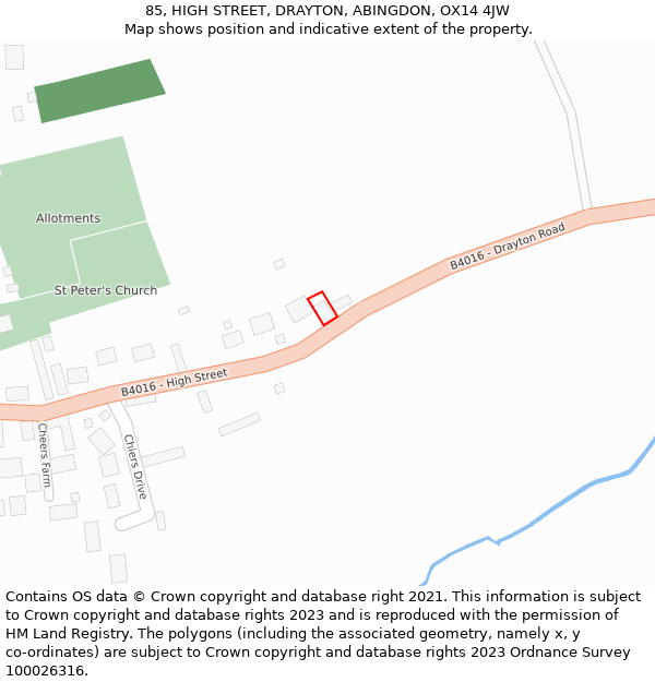 85, HIGH STREET, DRAYTON, ABINGDON, OX14 4JW: Location map and indicative extent of plot