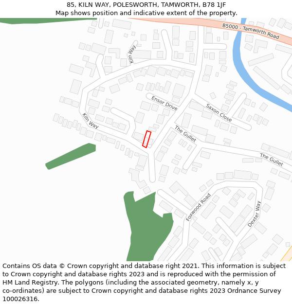 85, KILN WAY, POLESWORTH, TAMWORTH, B78 1JF: Location map and indicative extent of plot