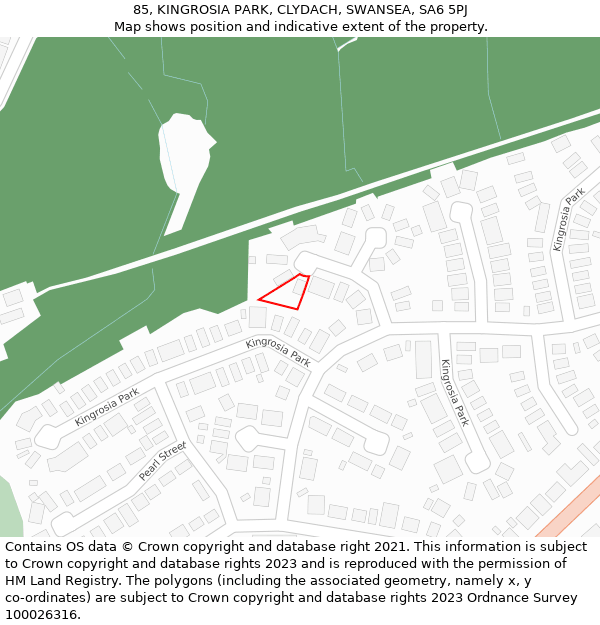 85, KINGROSIA PARK, CLYDACH, SWANSEA, SA6 5PJ: Location map and indicative extent of plot