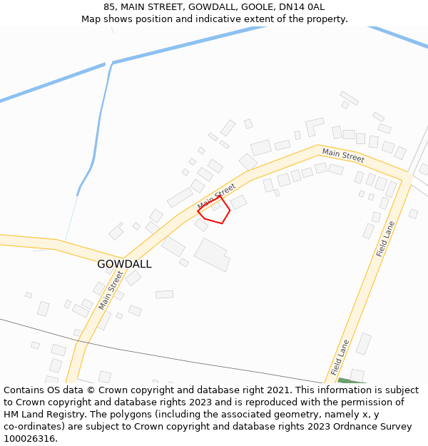 85, MAIN STREET, GOWDALL, GOOLE, DN14 0AL: Location map and indicative extent of plot