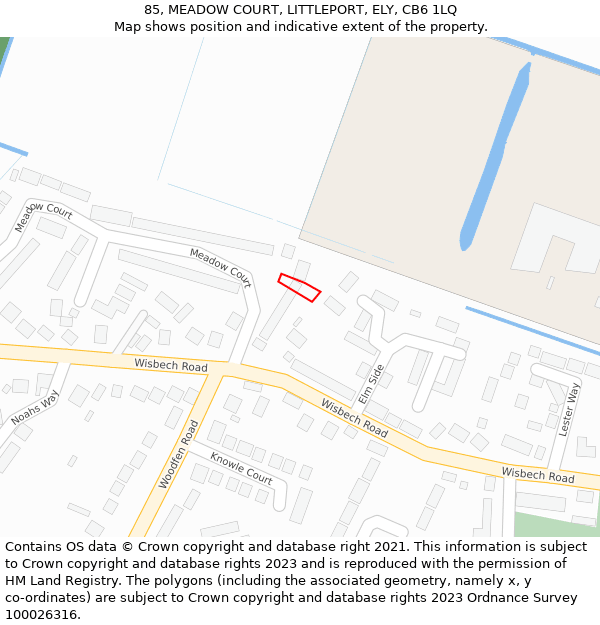 85, MEADOW COURT, LITTLEPORT, ELY, CB6 1LQ: Location map and indicative extent of plot