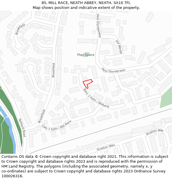 85, MILL RACE, NEATH ABBEY, NEATH, SA10 7FL: Location map and indicative extent of plot