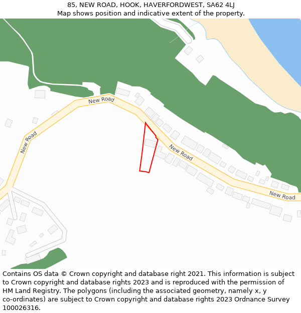 85, NEW ROAD, HOOK, HAVERFORDWEST, SA62 4LJ: Location map and indicative extent of plot