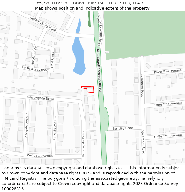 85, SALTERSGATE DRIVE, BIRSTALL, LEICESTER, LE4 3FH: Location map and indicative extent of plot