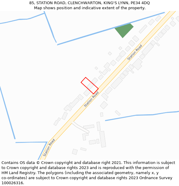85, STATION ROAD, CLENCHWARTON, KING'S LYNN, PE34 4DQ: Location map and indicative extent of plot