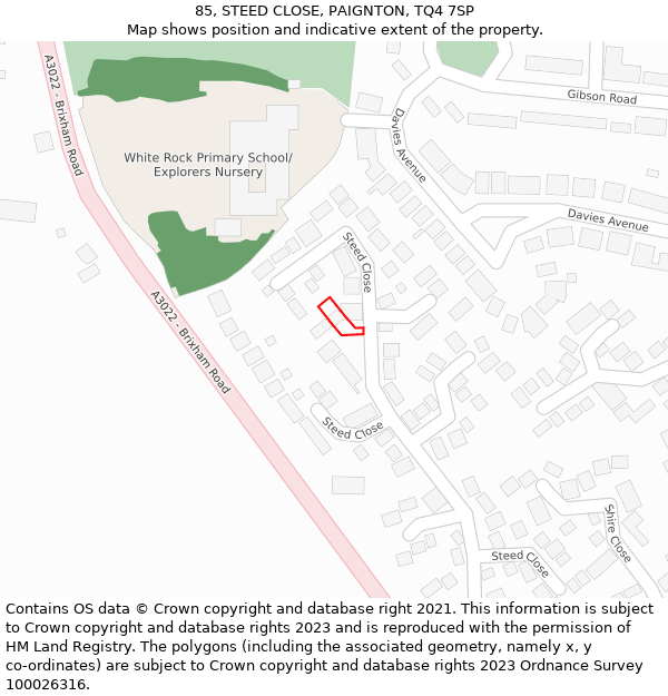 85, STEED CLOSE, PAIGNTON, TQ4 7SP: Location map and indicative extent of plot