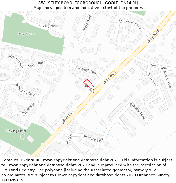 85A, SELBY ROAD, EGGBOROUGH, GOOLE, DN14 0LJ: Location map and indicative extent of plot