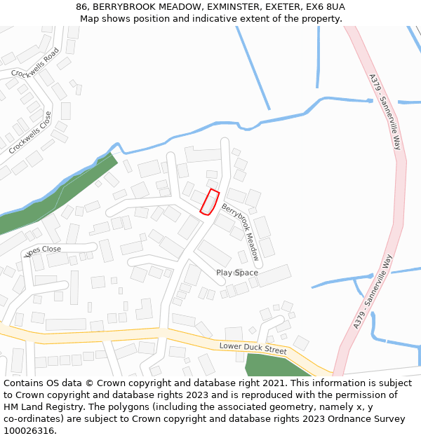 86, BERRYBROOK MEADOW, EXMINSTER, EXETER, EX6 8UA: Location map and indicative extent of plot