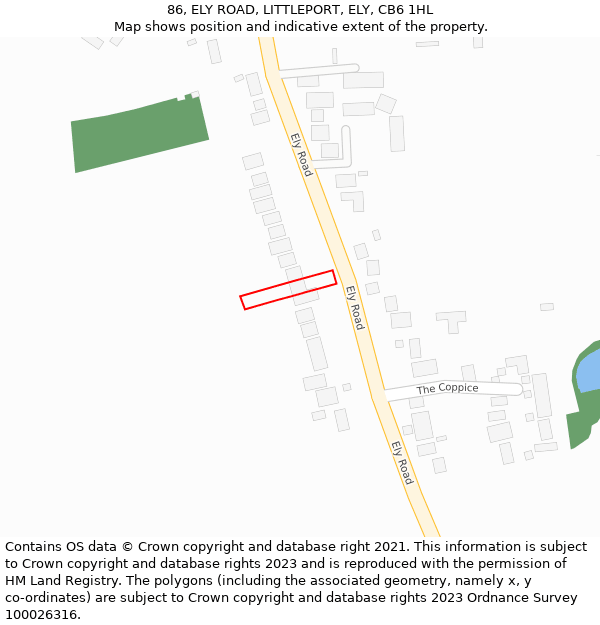 86, ELY ROAD, LITTLEPORT, ELY, CB6 1HL: Location map and indicative extent of plot