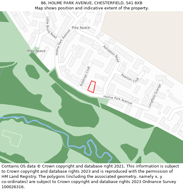 86, HOLME PARK AVENUE, CHESTERFIELD, S41 8XB: Location map and indicative extent of plot