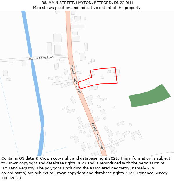 86, MAIN STREET, HAYTON, RETFORD, DN22 9LH: Location map and indicative extent of plot