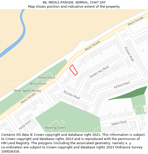 86, MEOLS PARADE, WIRRAL, CH47 5AY: Location map and indicative extent of plot