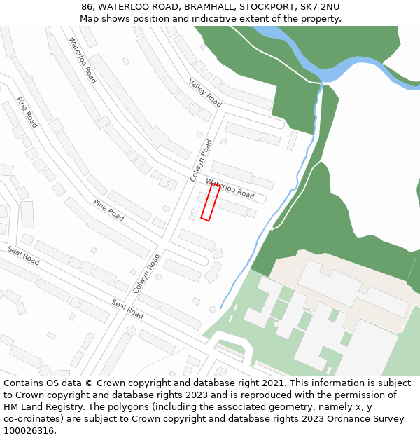 86, WATERLOO ROAD, BRAMHALL, STOCKPORT, SK7 2NU: Location map and indicative extent of plot