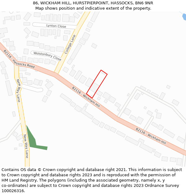 86, WICKHAM HILL, HURSTPIERPOINT, HASSOCKS, BN6 9NR: Location map and indicative extent of plot