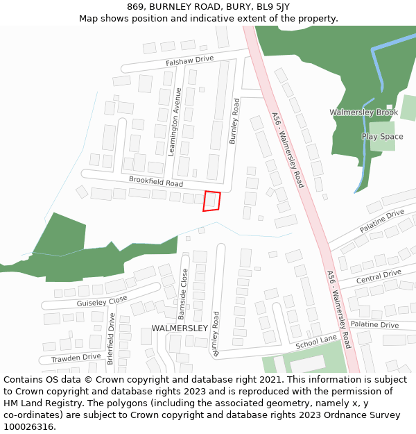 869, BURNLEY ROAD, BURY, BL9 5JY: Location map and indicative extent of plot