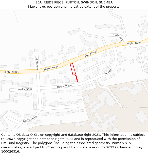 86A, REIDS PIECE, PURTON, SWINDON, SN5 4BA: Location map and indicative extent of plot