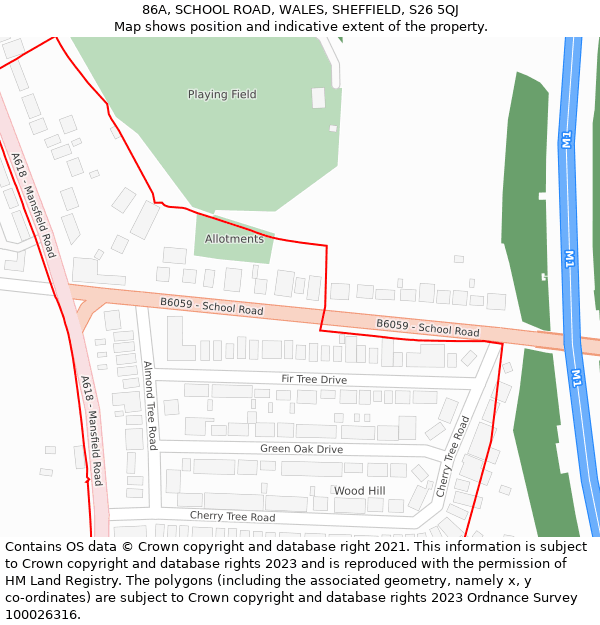 86A, SCHOOL ROAD, WALES, SHEFFIELD, S26 5QJ: Location map and indicative extent of plot