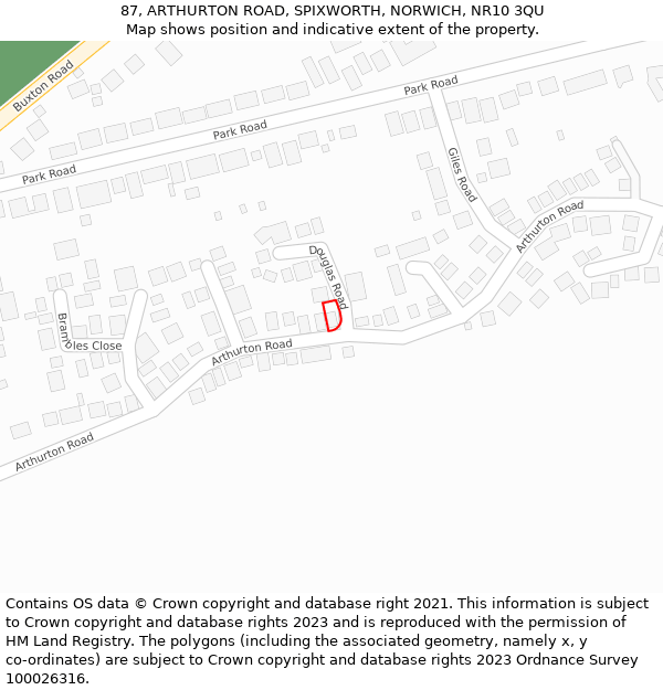 87, ARTHURTON ROAD, SPIXWORTH, NORWICH, NR10 3QU: Location map and indicative extent of plot