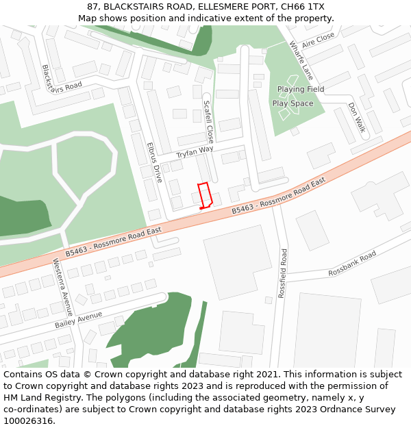 87, BLACKSTAIRS ROAD, ELLESMERE PORT, CH66 1TX: Location map and indicative extent of plot