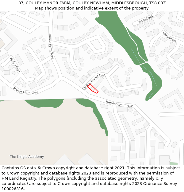 87, COULBY MANOR FARM, COULBY NEWHAM, MIDDLESBROUGH, TS8 0RZ: Location map and indicative extent of plot