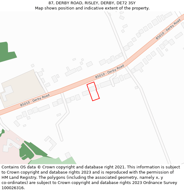 87, DERBY ROAD, RISLEY, DERBY, DE72 3SY: Location map and indicative extent of plot