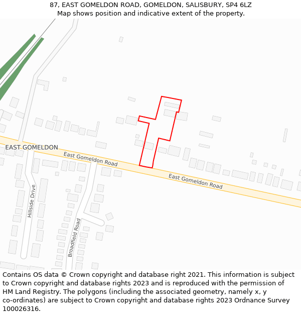 87, EAST GOMELDON ROAD, GOMELDON, SALISBURY, SP4 6LZ: Location map and indicative extent of plot