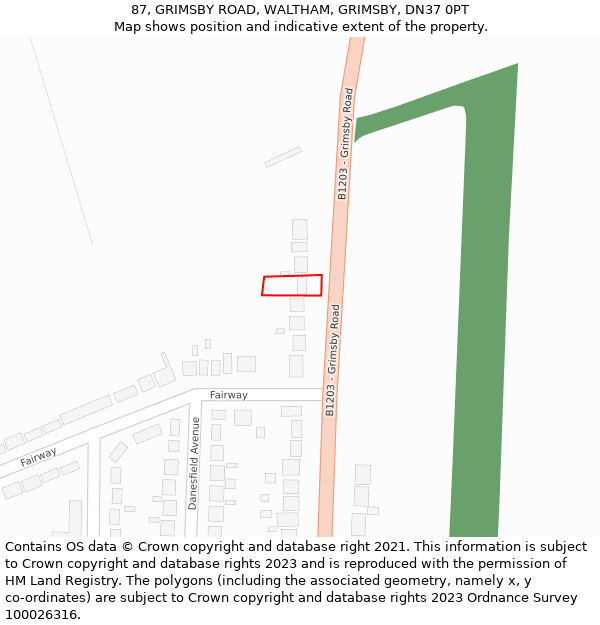 87, GRIMSBY ROAD, WALTHAM, GRIMSBY, DN37 0PT: Location map and indicative extent of plot