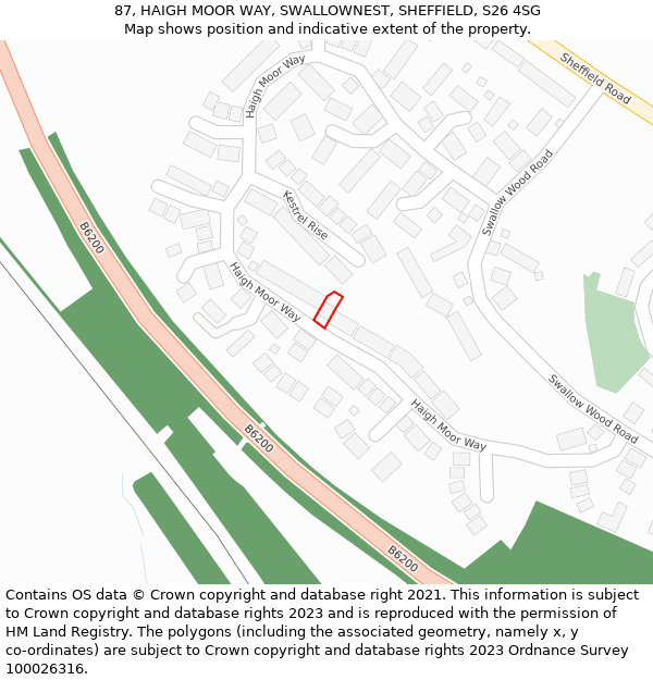 87, HAIGH MOOR WAY, SWALLOWNEST, SHEFFIELD, S26 4SG: Location map and indicative extent of plot