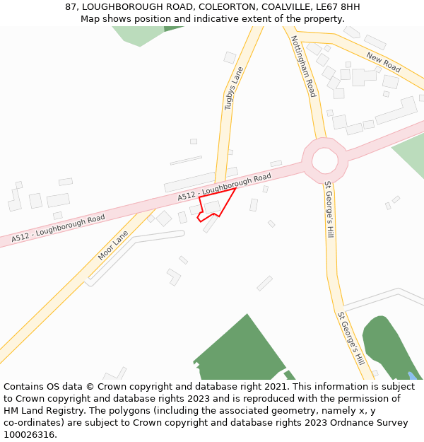 87, LOUGHBOROUGH ROAD, COLEORTON, COALVILLE, LE67 8HH: Location map and indicative extent of plot