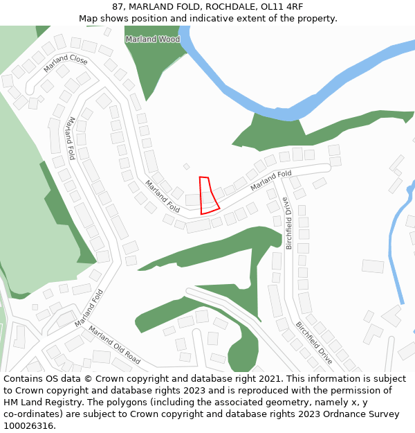 87, MARLAND FOLD, ROCHDALE, OL11 4RF: Location map and indicative extent of plot