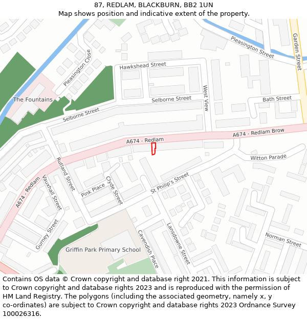 87, REDLAM, BLACKBURN, BB2 1UN: Location map and indicative extent of plot