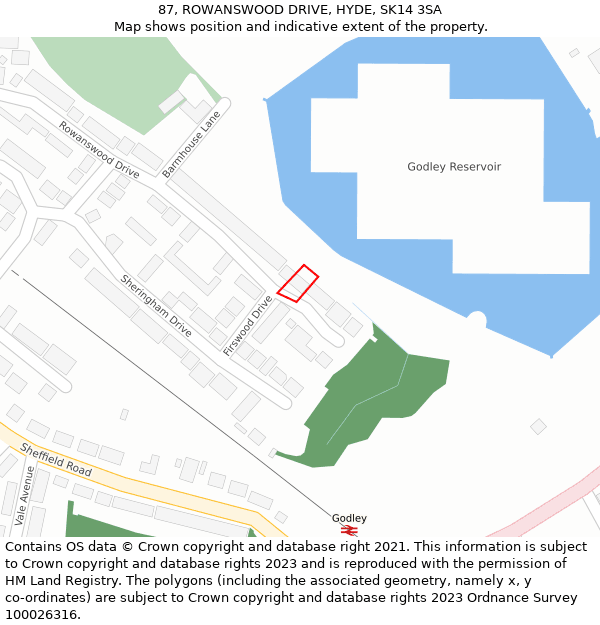 87, ROWANSWOOD DRIVE, HYDE, SK14 3SA: Location map and indicative extent of plot