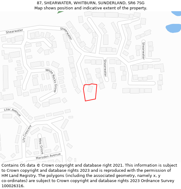 87, SHEARWATER, WHITBURN, SUNDERLAND, SR6 7SG: Location map and indicative extent of plot