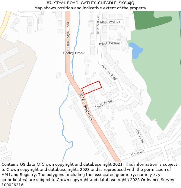 87, STYAL ROAD, GATLEY, CHEADLE, SK8 4JQ: Location map and indicative extent of plot