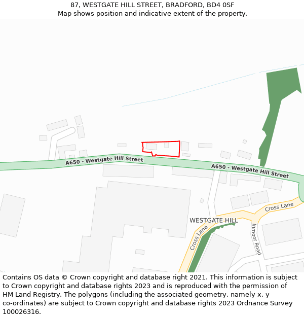 87, WESTGATE HILL STREET, BRADFORD, BD4 0SF: Location map and indicative extent of plot